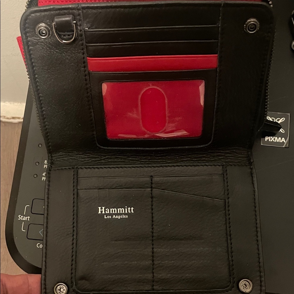 Hammitt Black  Pebbled Leather Stud Zip Wallet - Picture 3 of 6
